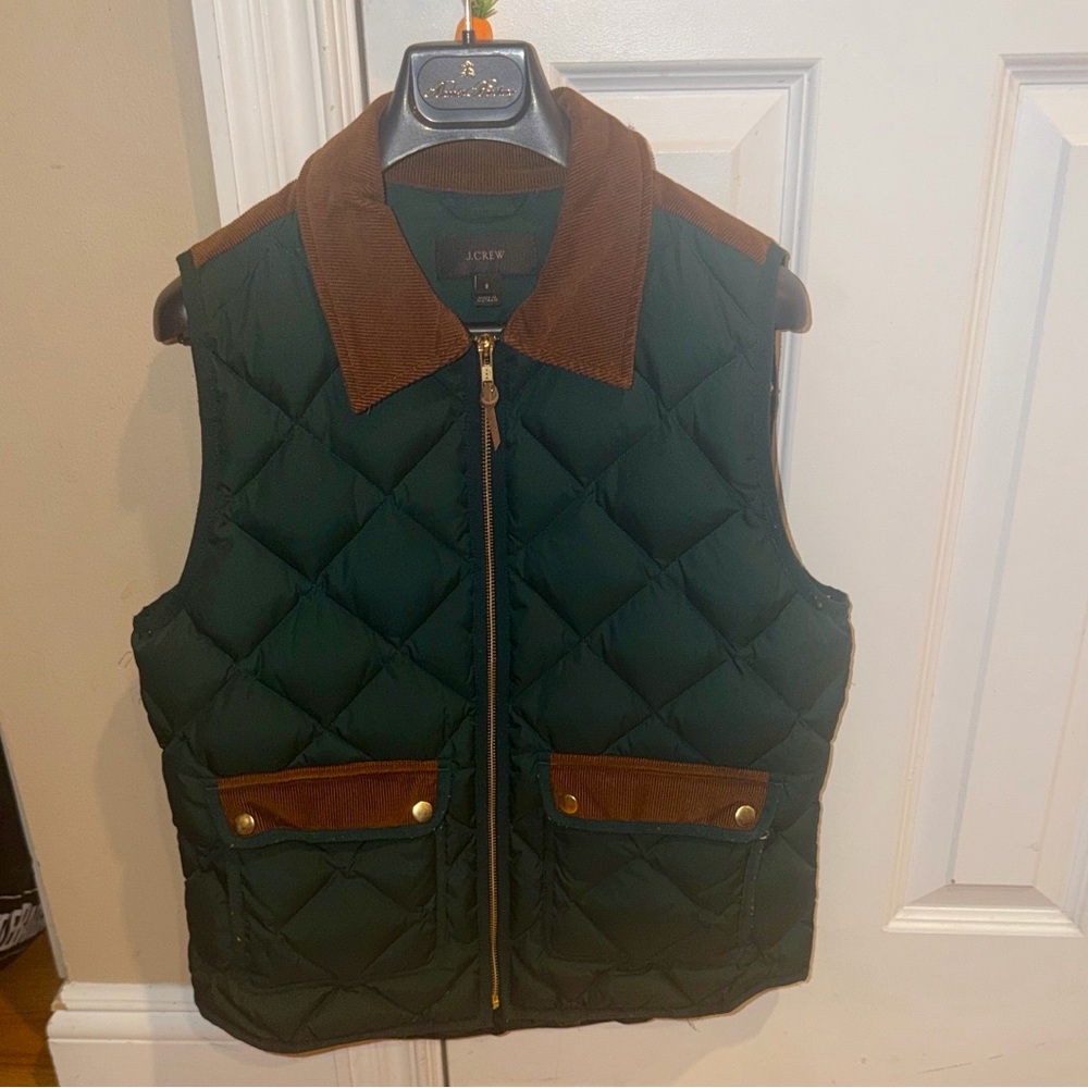 EUC JCREW women’s green puffer vest size small